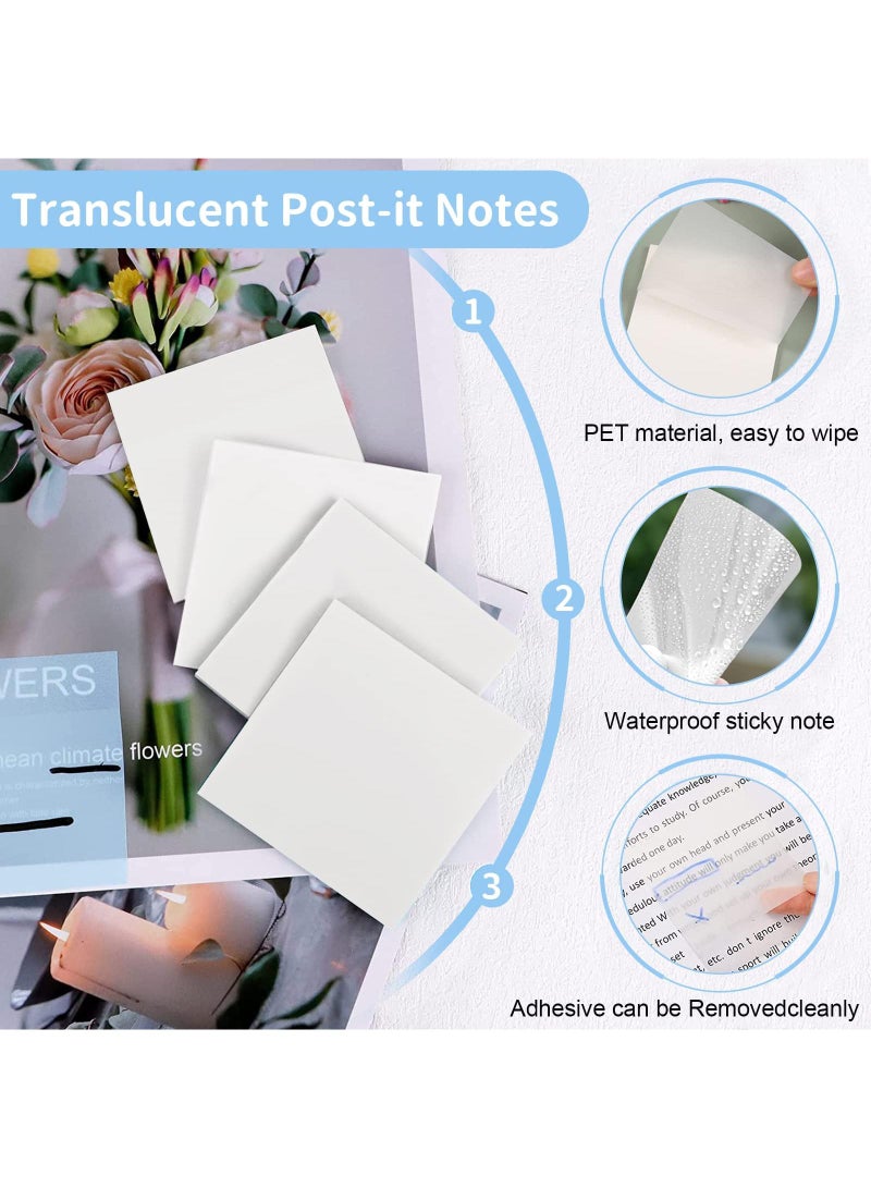 Sweet seven 10 Packs of Waterproof Transparent Sticky Notes - 500 Sheets, 75  75mm Clear Self-Adhesive Pads for Office, School, Home - Image 2