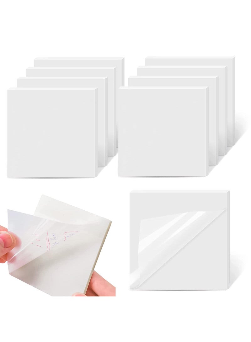 Sweet seven 10 Packs of Waterproof Transparent Sticky Notes - 500 Sheets, 75  75mm Clear Self-Adhesive Pads for Office, School, Home - Image 1