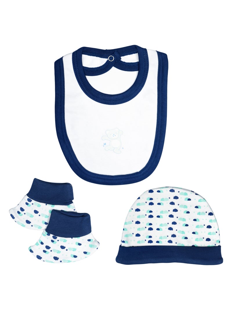 Babies Basic 5 piece Unisex 100% Cotton Sets include Bib, Romper, Mittens, Cap and Sleepsuit/Jumpsuit - Image 4