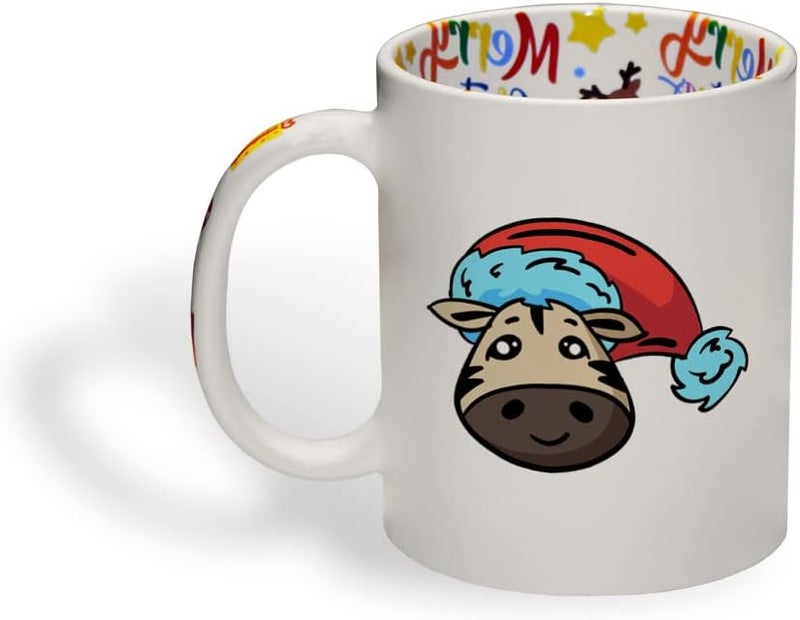 Style In Print Ceramic Christmas Coffee Mug 11 Ounces Cute Cartoon Zebra with Santa Cap Style B Funny Tea Cup Christmas Santa Cap Design Only Design Only - Image 1