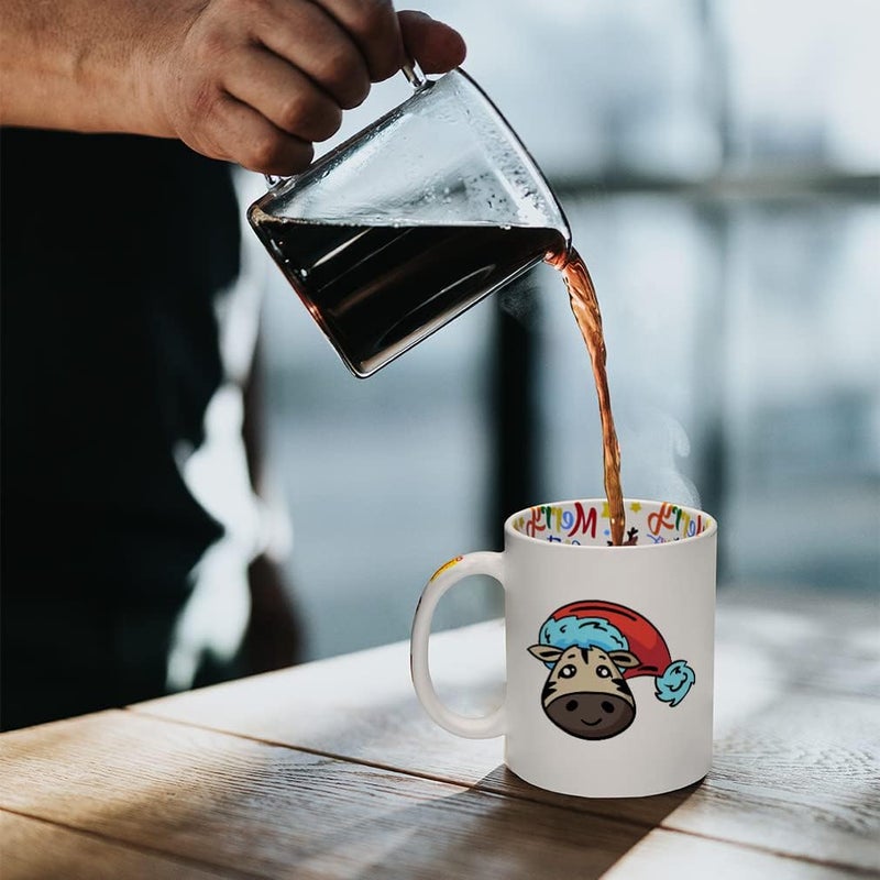 Style In Print Ceramic Christmas Coffee Mug 11 Ounces Cute Cartoon Zebra with Santa Cap Style B Funny Tea Cup Christmas Santa Cap Design Only Design Only - Image 4