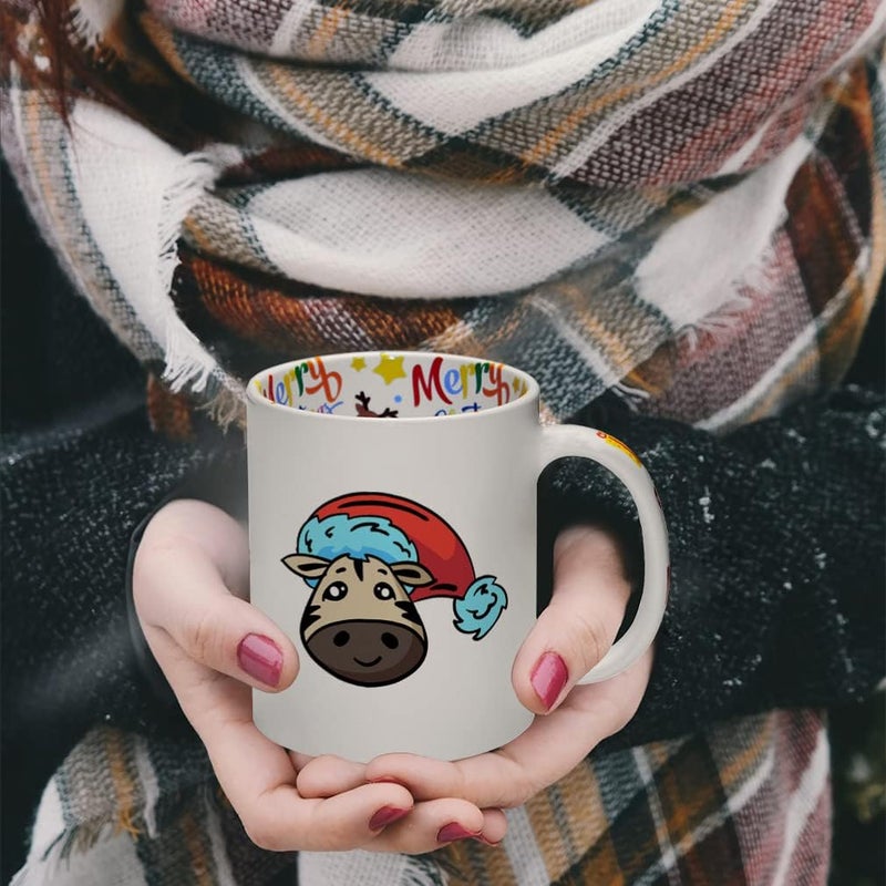 Style In Print Ceramic Christmas Coffee Mug 11 Ounces Cute Cartoon Zebra with Santa Cap Style B Funny Tea Cup Christmas Santa Cap Design Only Design Only - Image 3