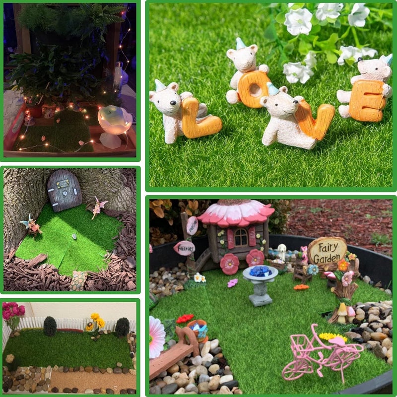 Khazna Fairy Garden Grass Artificial Garden Grass, 6 x 6 Inches Miniature Life-Like Fairy Artificial Craft Grass for Dollhouse Ornament Micro Landscape Artificial Moss Grass - Image 2