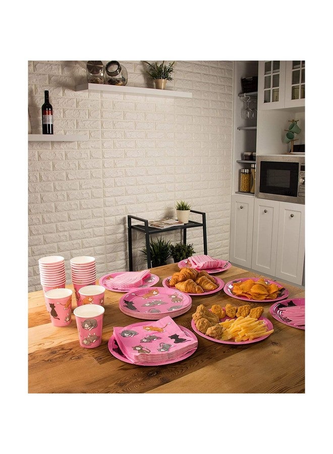 Juvale Cat Birthday Party Supplies Paper Plates Napkins Cups And Plastic Cutlery (Serves 24 144 Pieces) - Image 3
