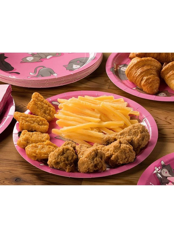 Juvale Cat Birthday Party Supplies Paper Plates Napkins Cups And Plastic Cutlery (Serves 24 144 Pieces) - Image 2