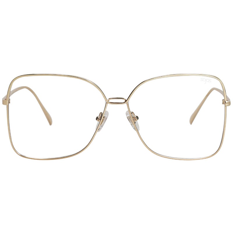 SOJOS Classic Trendy Square Oversized Blue Light Computer Glasses Large Clear Lens Eyewear Frame SJ1082, Gold/Clear - Image 1