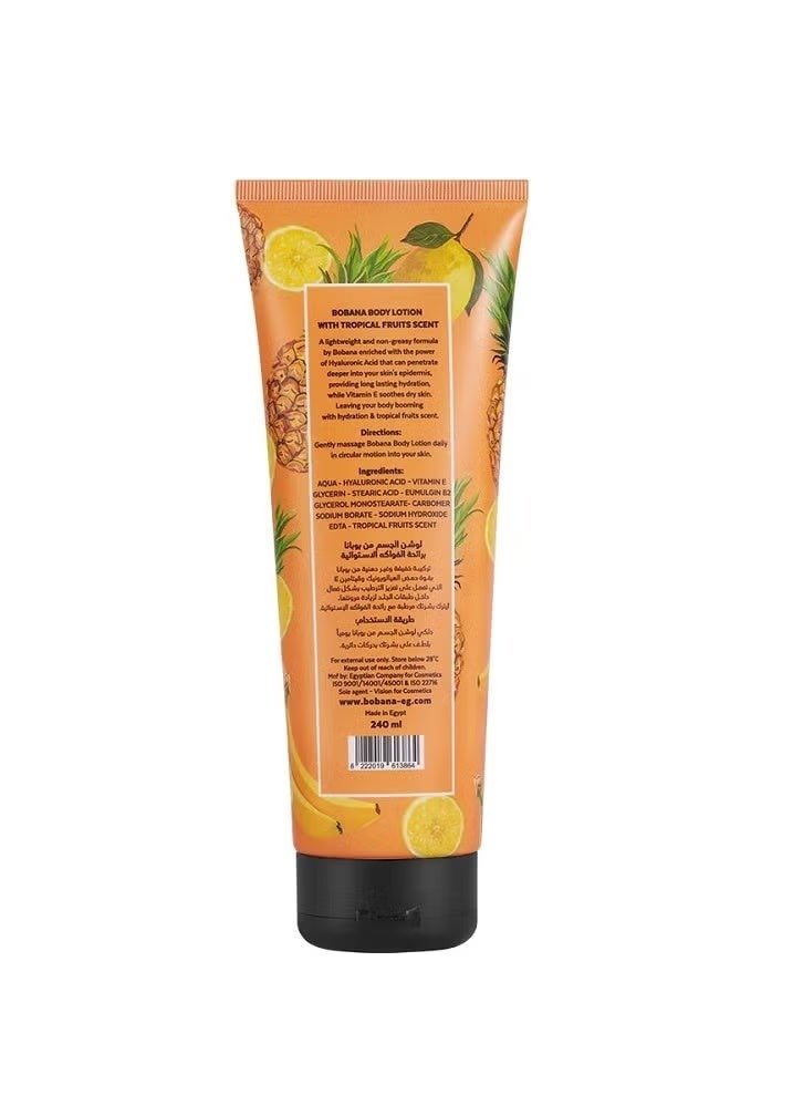بوبانا Tropical Fruits Body Lotion With Hyaluronic Acid & Vitamin E - 240ml - Image 2