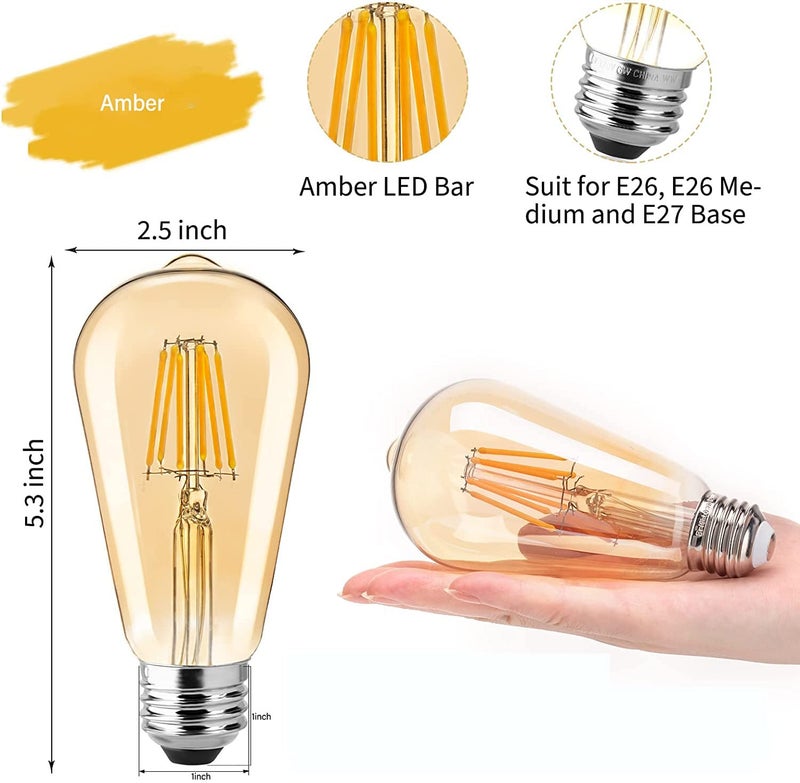 Gesto 4W E27 Base Filament Bulbs/Edison Hanging Light Bulb Warm White 2700K Antique Vintage Filament Light Bulbs-Pack of 1, LED - Image 2