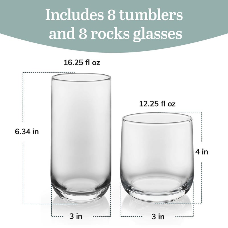 Libbey Ascent 16-Piece Tumbler and Rocks Glass Set - Image 4
