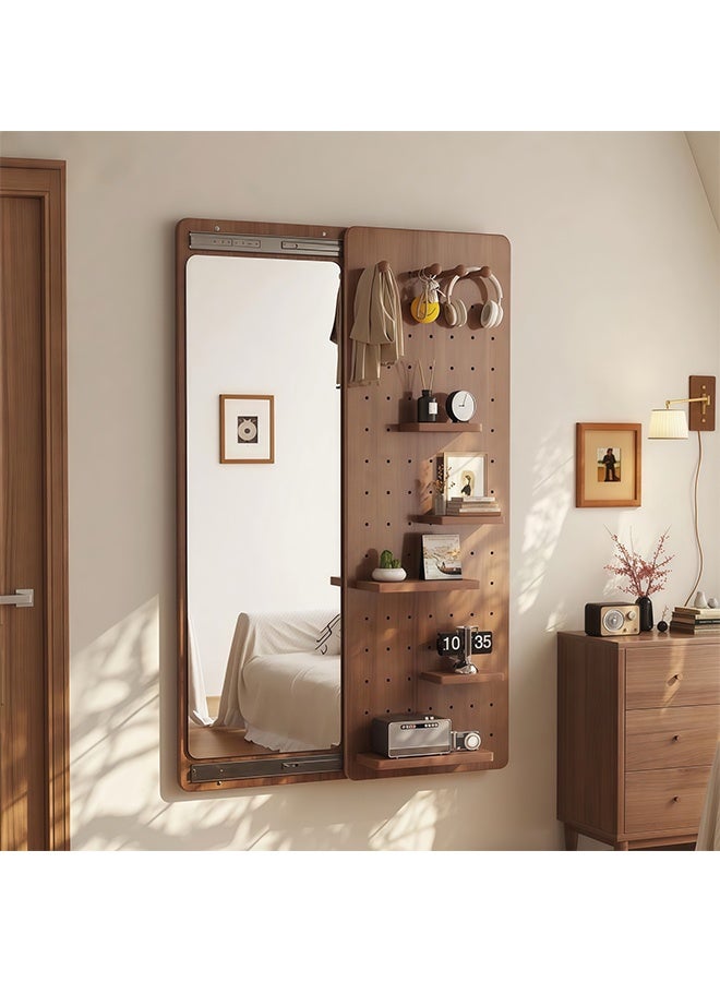 Entrance Corridor Wall-Mounted Mirror, Multi-Functional Full-Length Mirror with Hidden Storage Compartments, Full-Length Dressing Mirror with Hook Sliding Design, Hanging Storage Rack Storage Board, Suitable for Bedroom, Living Room, Entrance Foyers - Image 1