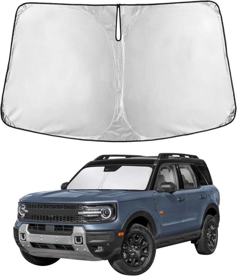 EcoNour Windshield Sun Shade Compatible for Ford Bronco (2021–2026) | Front Window Shade for SUV | 4-Layer, 240T Sunshade Accessories | UV & Heat Reflector for Bronco Windshield - Image 1