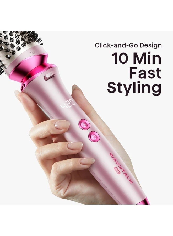 wavytalk Heatwave Pro 5-in-1 Curling Iron Set, Ceramic Curling Wand with 4 Interchangeable Barrels & Curling Brush, Ionic Anti-Frizz Hair Styler, Fast 30-Second Heat-Up, Dual Voltage, Pink - Image 2