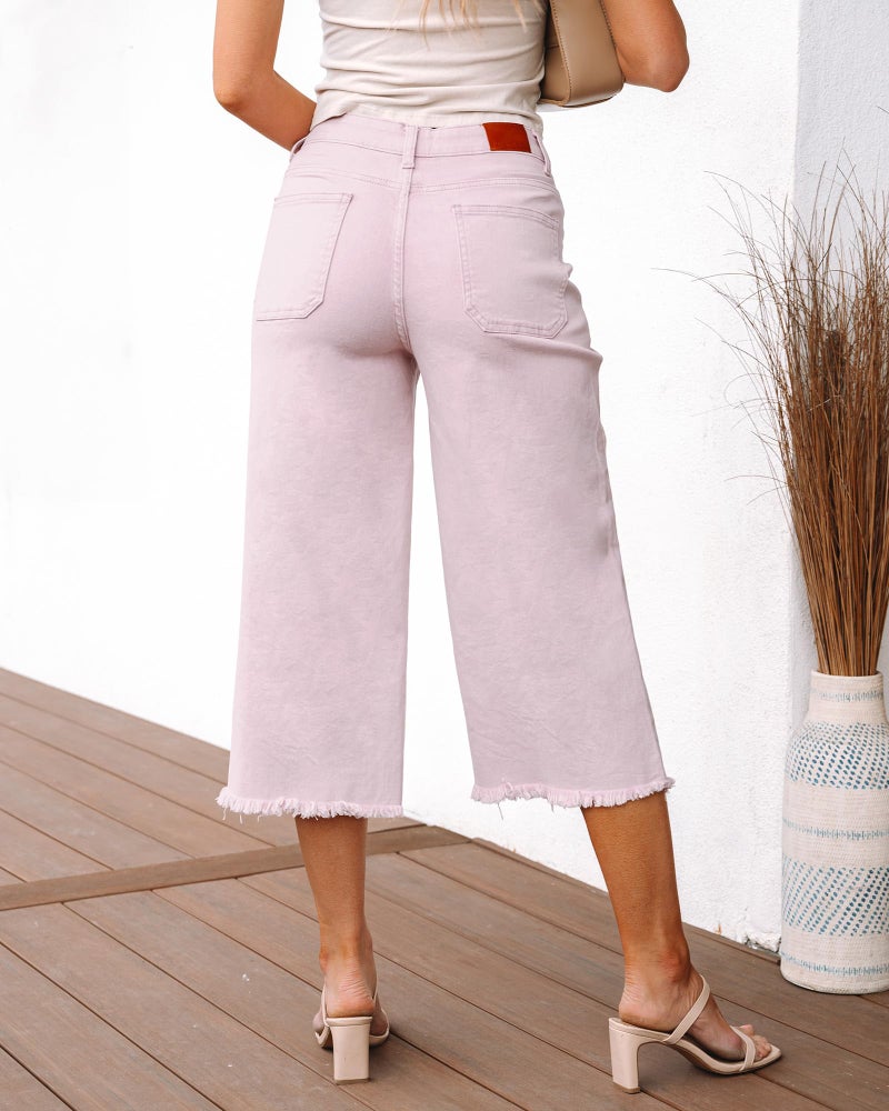 luvamia Capris Jeans for Women Wide Leg High Waisted Trendy Raw Hem Patch Pocket Cropped Stretchy Denim Capri Pants Womens Spring Outfits Hushed Violet X-Large Fits Size 16 Size 18 - Image 2