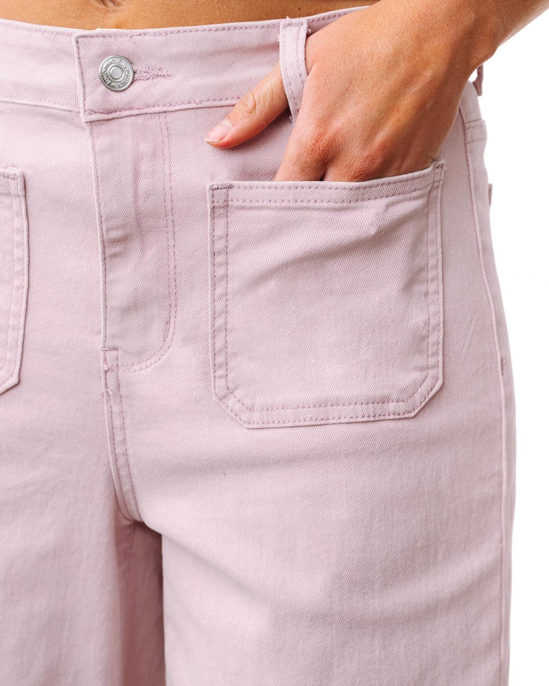 luvamia Capris Jeans for Women Wide Leg High Waisted Trendy Raw Hem Patch Pocket Cropped Stretchy Denim Capri Pants Womens Spring Outfits Hushed Violet X-Large Fits Size 16 Size 18 - Image 4