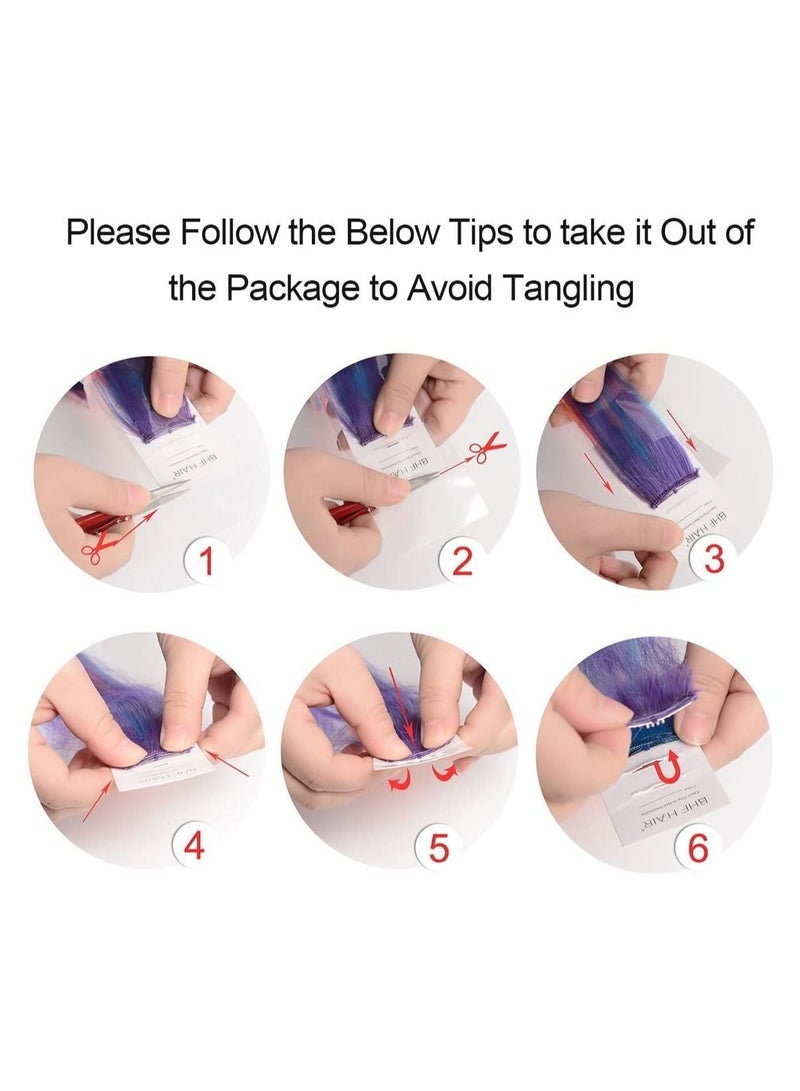 Estelle Rainbow Hair Accessories Clip In On Colored Extensions Wig Pieces Colorful Hairpieces 20inch Colorful Set - Image 4