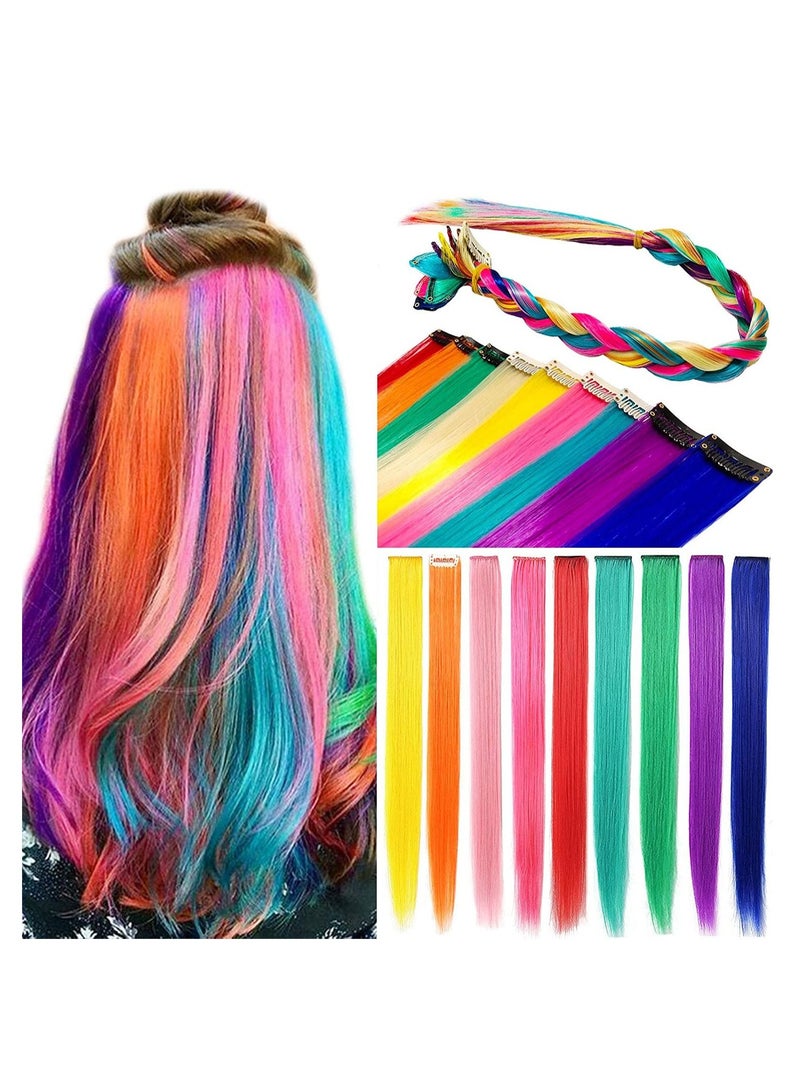 Estelle Rainbow Hair Accessories Clip In On Colored Extensions Wig Pieces Colorful Hairpieces 20inch Colorful Set - Image 1