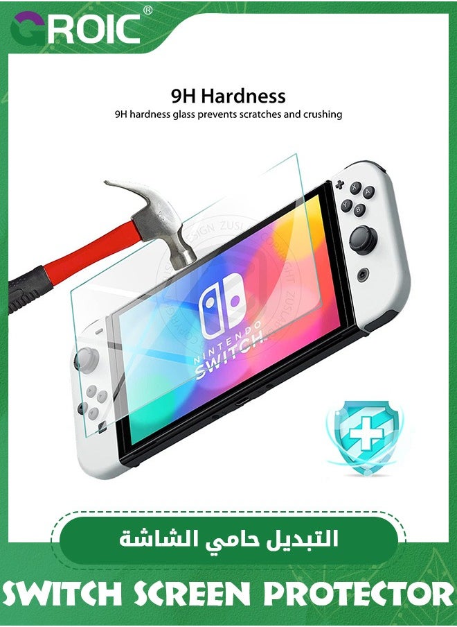 GROIC 2 Pack Switch 2021 OLED Screen Protector Tempered Glass for Nintendo Switch, Transparent HD Clear Anti-Scratch Screen Protector Compatible Nintendo  - Image 5