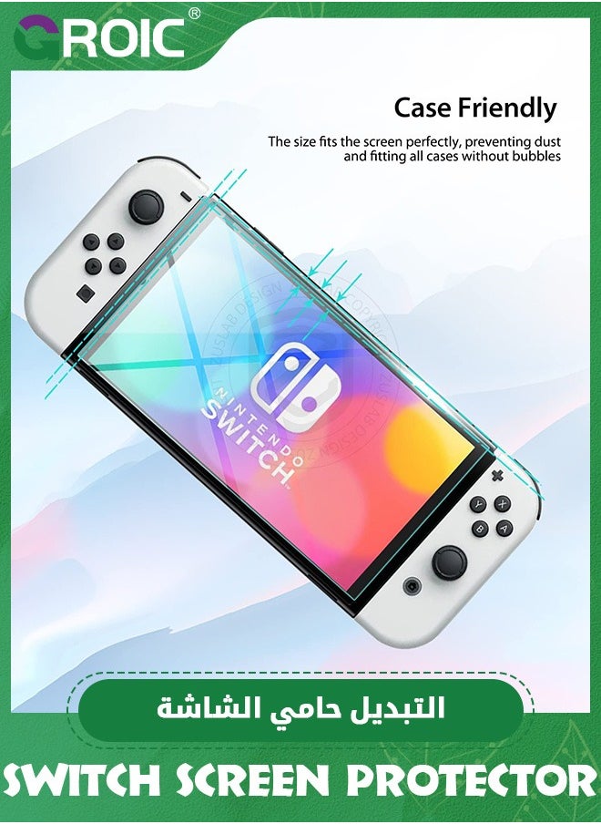 GROIC 2 Pack Switch 2021 OLED Screen Protector Tempered Glass for Nintendo Switch, Transparent HD Clear Anti-Scratch Screen Protector Compatible Nintendo  - Image 4
