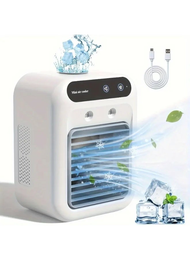 Portable USB Rechargeable Air Cooler Fan – 1800mAh Battery, 3-Speed Cooling + Mist Humidifier, Personal Desktop Fan for Home & Office - Image 1