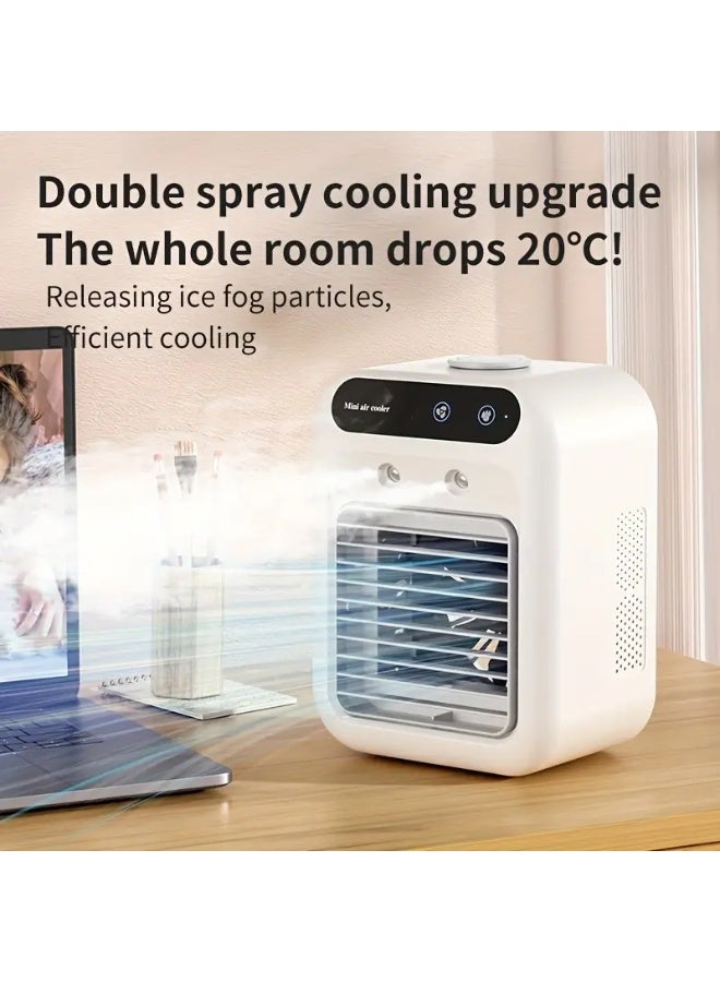 Portable USB Rechargeable Air Cooler Fan – 1800mAh Battery, 3-Speed Cooling + Mist Humidifier, Personal Desktop Fan for Home & Office - Image 3