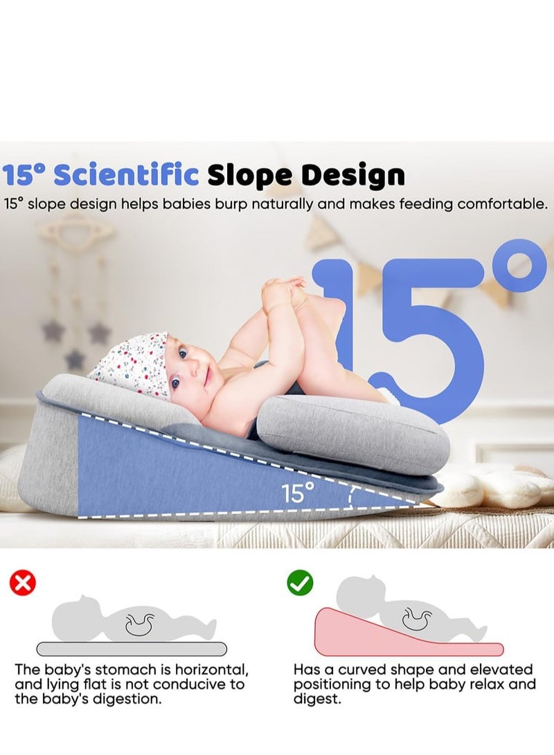0TO1 TECH Baby Wedge Pillow for Newborn, Baby Feeding Support Pillow, Baby Lounger Pillows with 15° Anti-Reflux Design, Infant Feeding Support Cushion, Baby Pillows for Sleeping for Newborn,Bottle Feed - Image 3