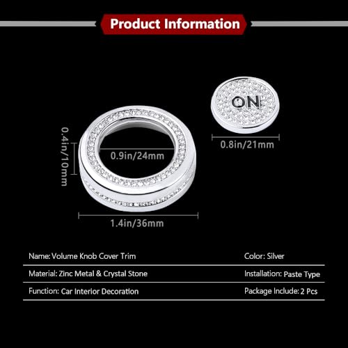 LECART Bling Volume Knob Cover Fit for Mercedes Benz C-Class E-Class CLA CLS GLA GLE GLK GLS SLC Auto Interior Accessories Multimedia Sound Volume Knob Covers 2 Pack - Image 3
