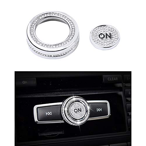 LECART Bling Volume Knob Cover Fit for Mercedes Benz C-Class E-Class CLA CLS GLA GLE GLK GLS SLC Auto Interior Accessories Multimedia Sound Volume Knob Covers 2 Pack - Image 1