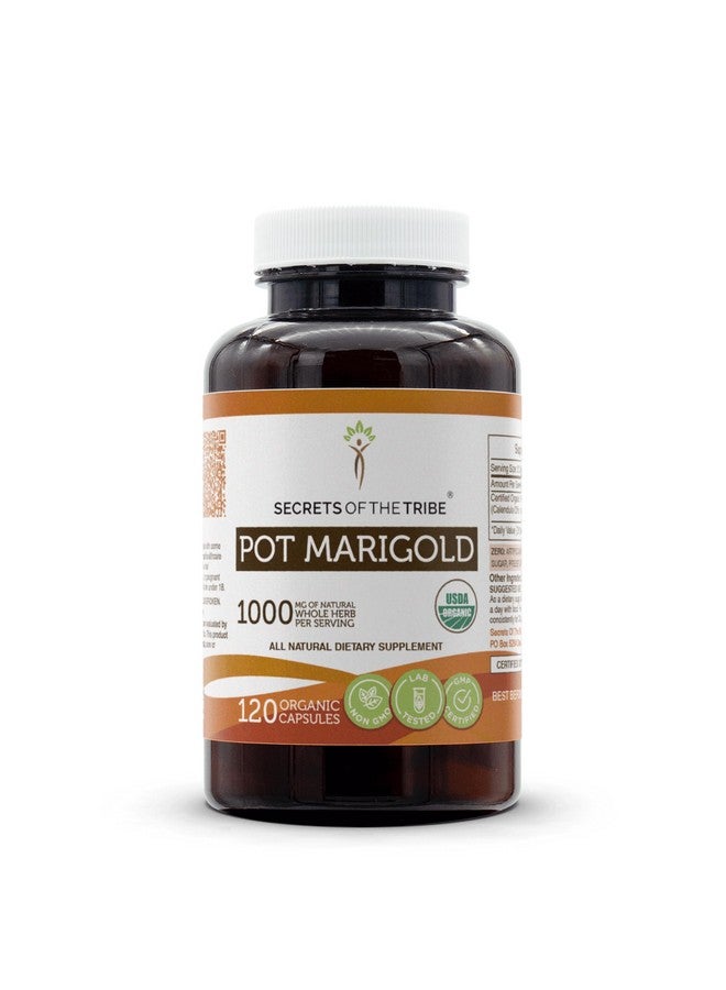 Secrets of the Tribe Secrets of the Tribe Pot Marigold USDA Organic | Made with Vegetarian Capsules and Certified Organic Pot Marigold (Calendula, Calendula Officinalis) Dried Flower (120 Capsules) - Image 1