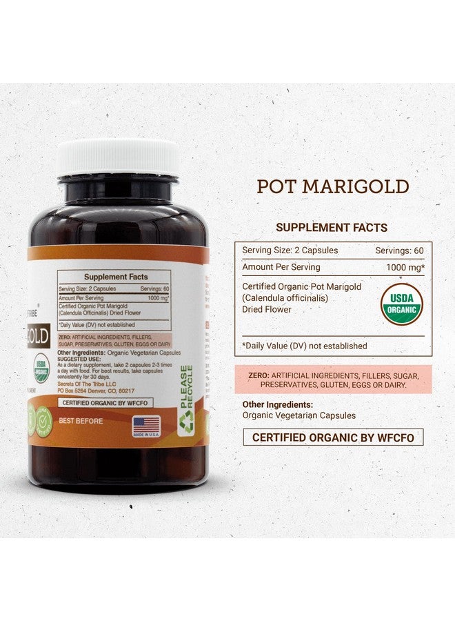 Secrets of the Tribe Secrets of the Tribe Pot Marigold USDA Organic | Made with Vegetarian Capsules and Certified Organic Pot Marigold (Calendula, Calendula Officinalis) Dried Flower (120 Capsules) - Image 4