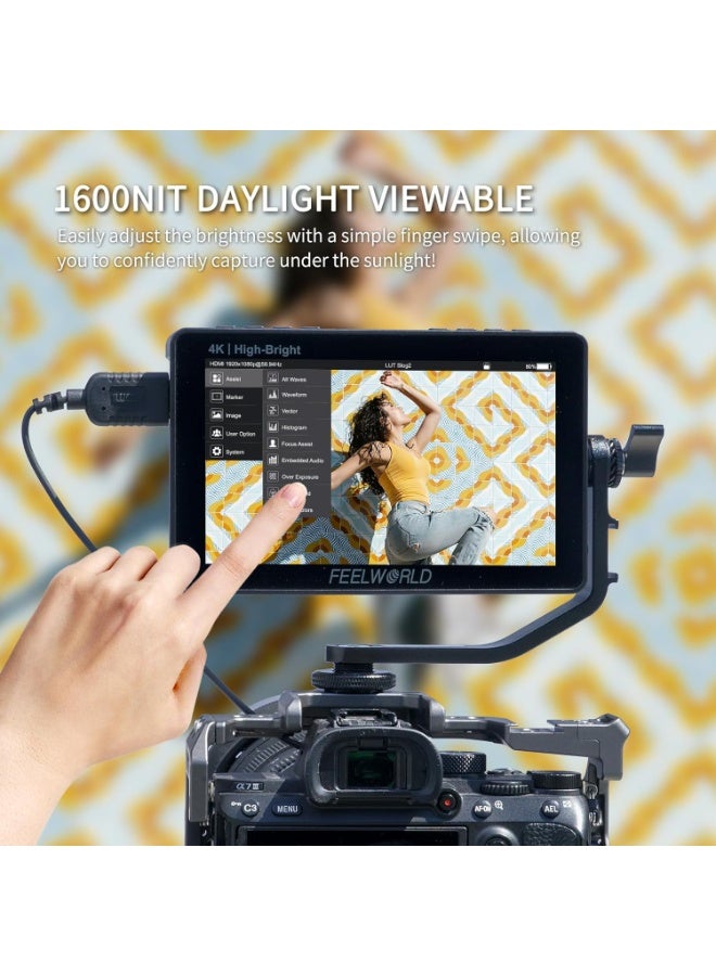 FEELWORLD F5 ProX 5.5" 1600nit High-Bright Touchscreen Camera Field Monitor – 1920x1080 Full HD IPS, 4K HDMI In/Out, 3D LUT, Waveform/Vectorscope/Histogram, Type-C Input, F970 External Install & Power Kit, For DSLR & Mirrorless - Image 2