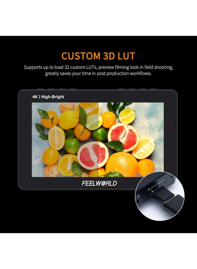 FEELWORLD F5 ProX 5.5" 1600nit High-Bright Touchscreen Camera Field Monitor – 1920x1080 Full HD IPS, 4K HDMI In/Out, 3D LUT, Waveform/Vectorscope/Histogram, Type-C Input, F970 External Install & Power Kit, For DSLR & Mirrorless - Image 5