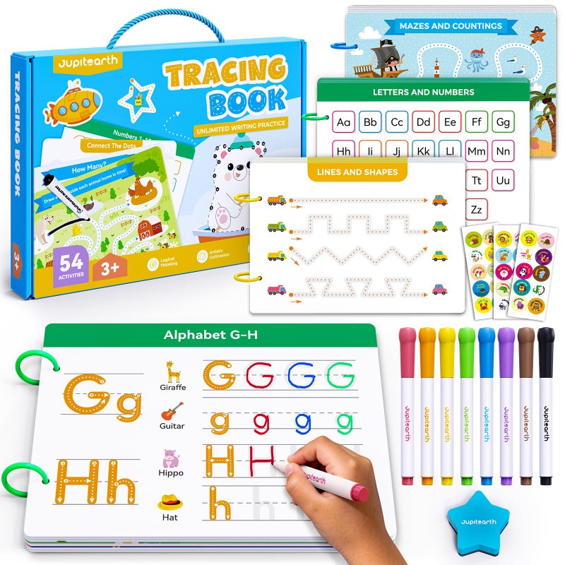JUPITEARTH Preschool Learning Activities 54 Reusable Pages Tracing Books for Kids Ages 35 Toddler Activities Busy Book Handwriting Practice Kindergarten Workbooks Educational Toys for 3 4 5 Year Old - Image 3