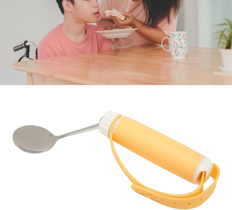 klarako Special Supplies Adaptive Utensils, Eating Aids Spoon Easy Grip Safe Stainless Steel Eating Aids Spoon Tableware Adaptive Utensils - Image 3