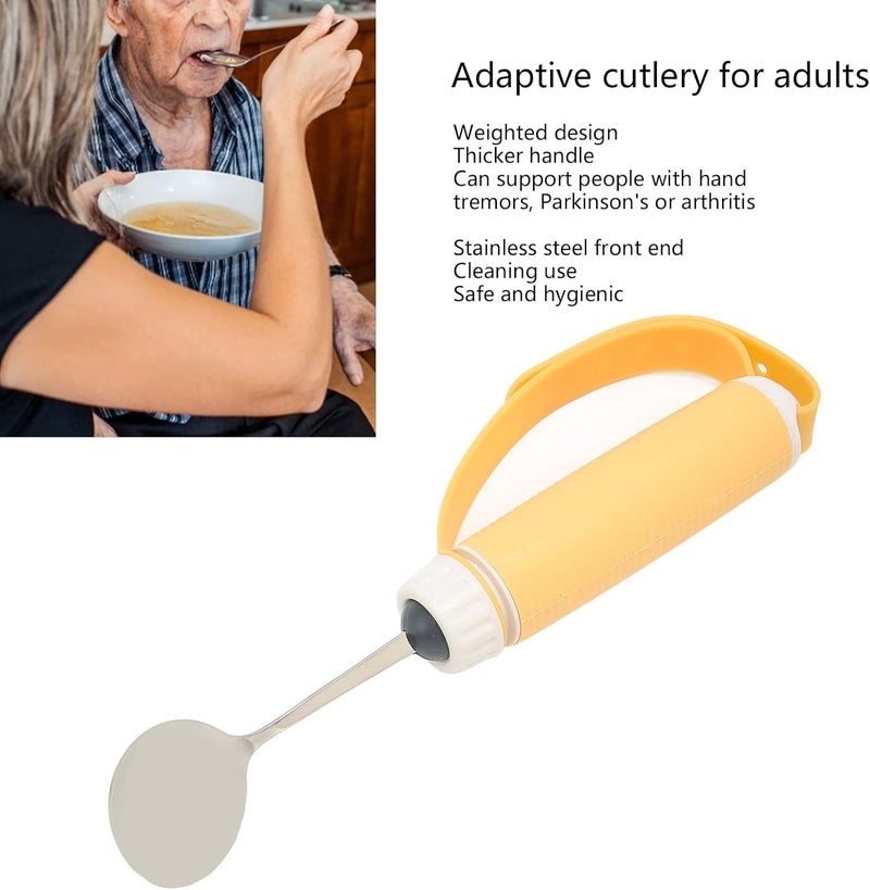 klarako Special Supplies Adaptive Utensils, Eating Aids Spoon Easy Grip Safe Stainless Steel Eating Aids Spoon Tableware Adaptive Utensils - Image 5
