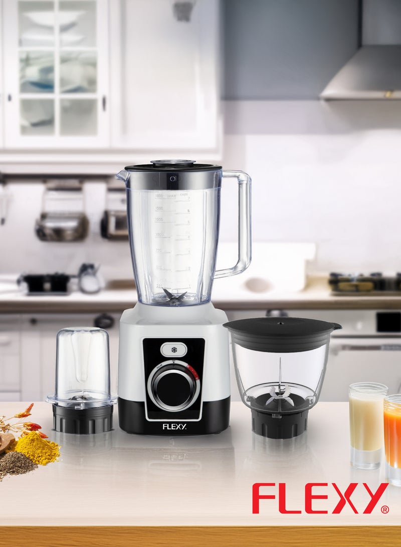 فليكسي 650 واط 3 في 1 متعددة الأغراض خلاط مع غير قابلة للكسر 1800 ملليلتر جرة ، 50 جرام مطحنة و 200 جرام المروحية الجرار-شفرات من الستانلس ستيل-مثالية للعصائر ، التوابل ، تقطيع وأكثر-2 سنة الضمان - Image 2