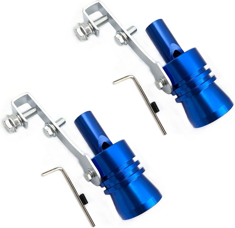 DEVMO 2pcs XL Size Aluminum Alloy Universal Turbo Sound Exhaust Muffler Pipe Whistle Car Roar Maker Blue - Image 1