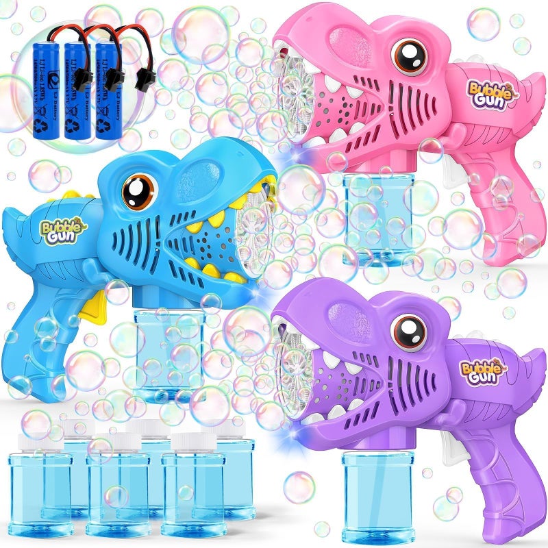 Yunaking 3PC Bubble Gun for Kids with 3 Bottles Solutions 13 Holes Turbo Mode Auto Bubbles Machine Birthday Gifts for Girls Kids Toys for Ages 3 48 Valentines Day Gifts Easter Xsmas Outdoor BluePinkPurple - Image 3