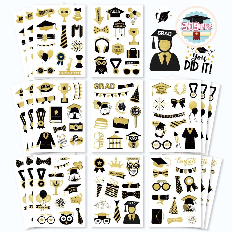 DUJAA 300PCS Graduation Stickers Graduation Cap Stickers Congrats Grad Class of 2024 Stickers for Graduation Envelope Seals Grad Party Decoration Supplies - Image 2