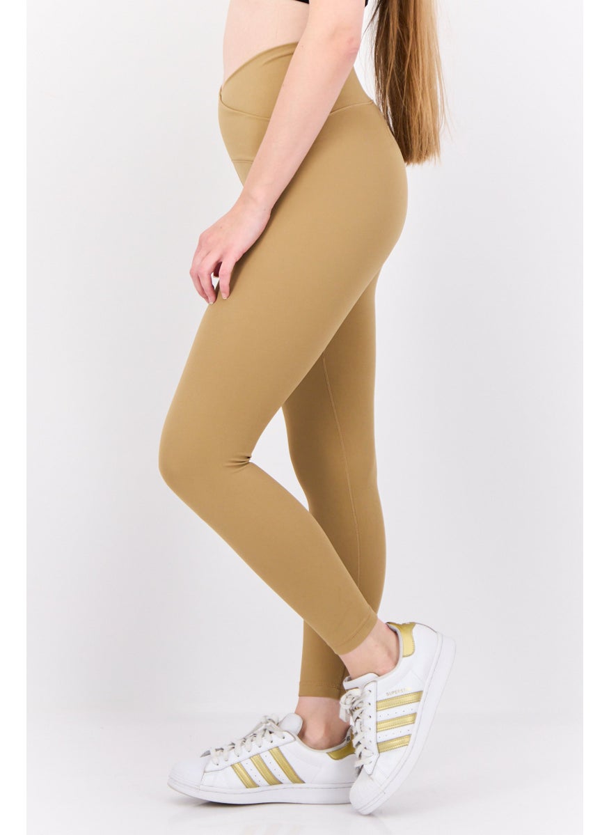 Adidas Women Tight Fit High Rise Yoga Leggings, Dark Tan  - Image 2