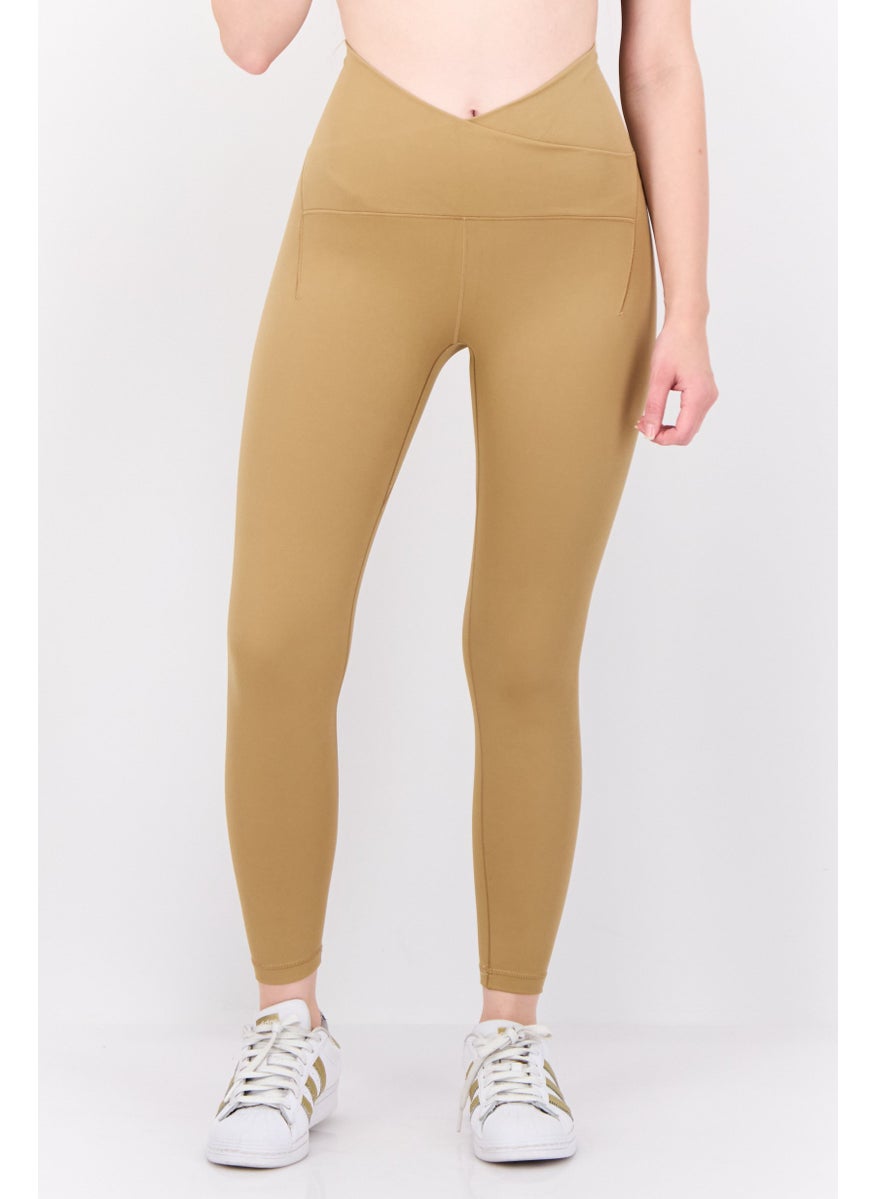 Adidas Women Tight Fit High Rise Yoga Leggings, Dark Tan  - Image 1