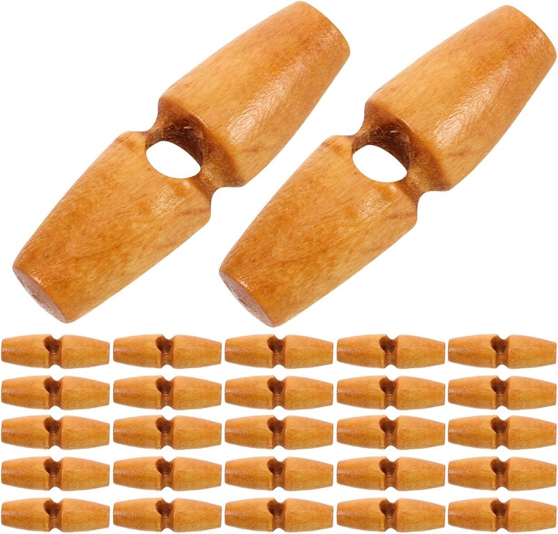 50pcs Vintage Wooden Horn Coat Buttons 3.0cm Large Toggle Single Hole Sewing Accessories for DIY Jackets Sweaters and Outerwear Craft Supplies - Image 1