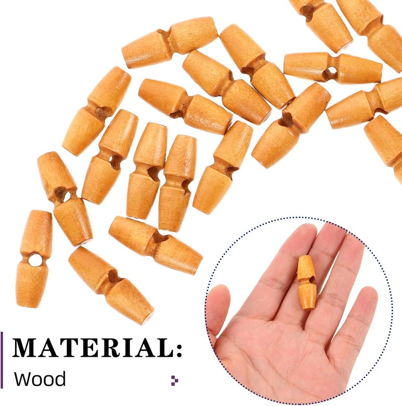 50pcs Vintage Wooden Horn Coat Buttons 3.0cm Large Toggle Single Hole Sewing Accessories for DIY Jackets Sweaters and Outerwear Craft Supplies - Image 3