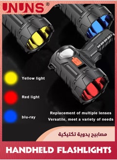 UNUNS Handheld Flashlight,Rechargeable Spotlight Flashlight,1000000 Lumens LED Spot Light,Outdoor Flashlamp With Solar Panels,6 Modes,Portable Searchlight For Boating Hunting Camping Emergency  - Image 2