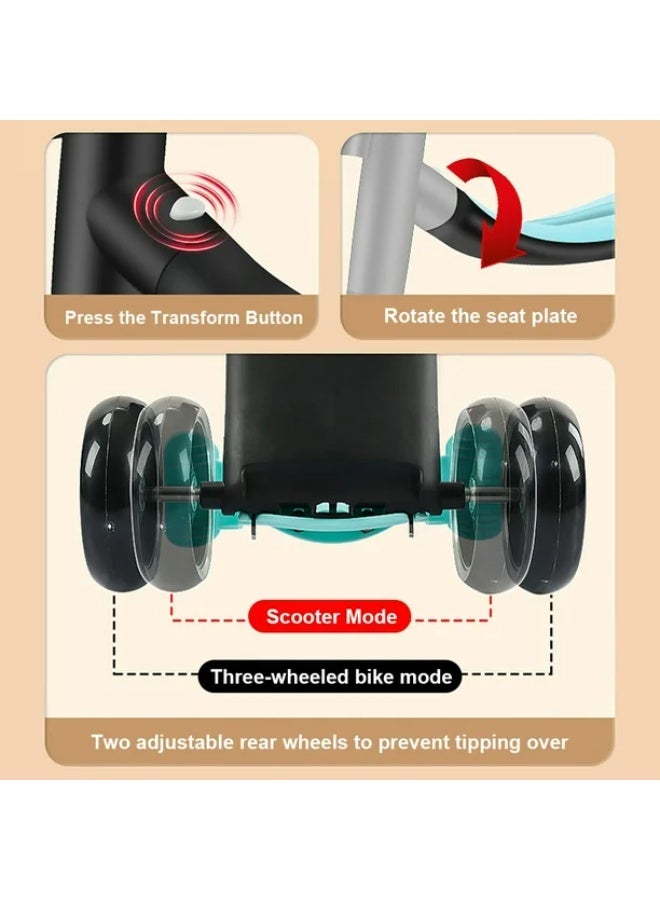 سكوتر للأطفال 3 في 1، تصميم قابل للتحويل وارتفاع قابل للتعديل - ازرق - Image 4