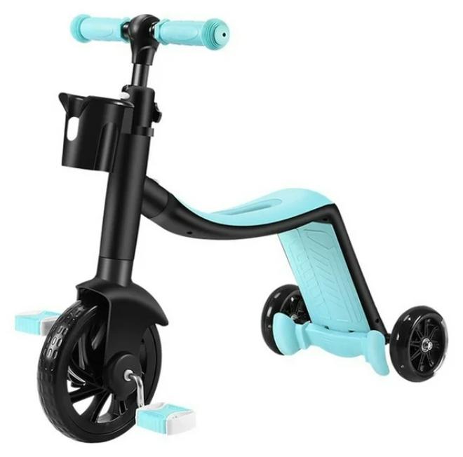 سكوتر للأطفال 3 في 1، تصميم قابل للتحويل وارتفاع قابل للتعديل - ازرق - Image 1