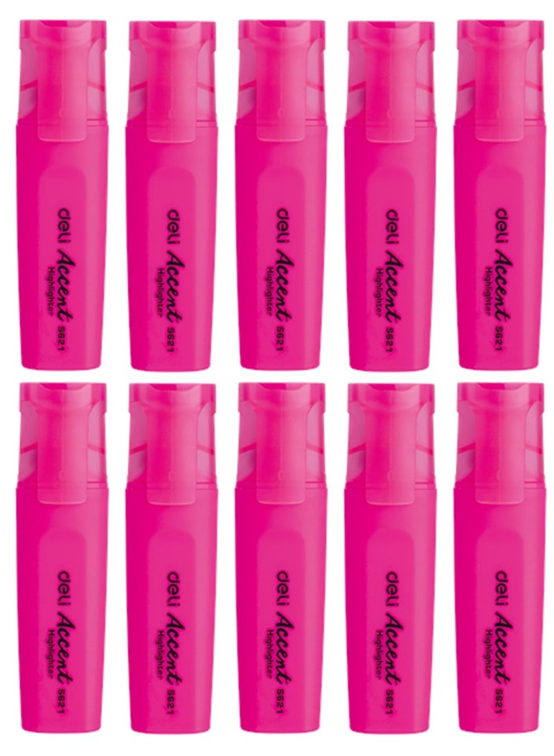 Deli 10 قطع من قلم التمييز بحبر وردي - Image 1