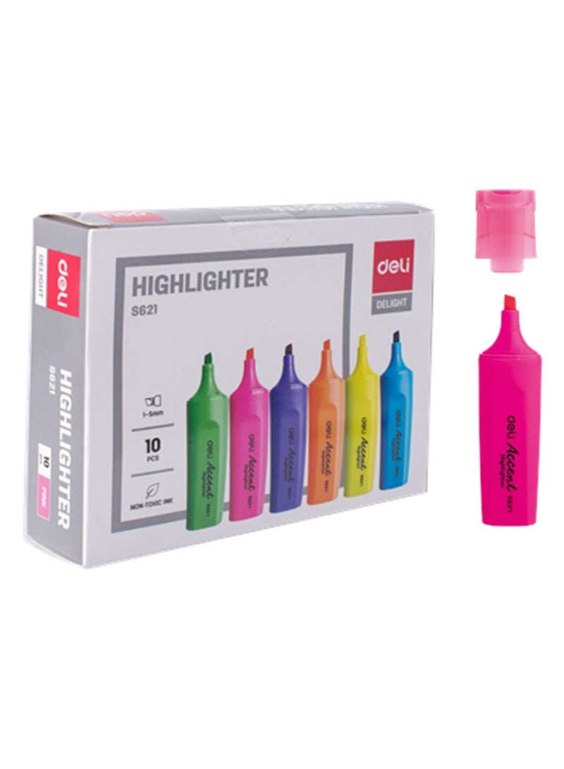 Deli 10 قطع من قلم التمييز بحبر وردي - Image 2