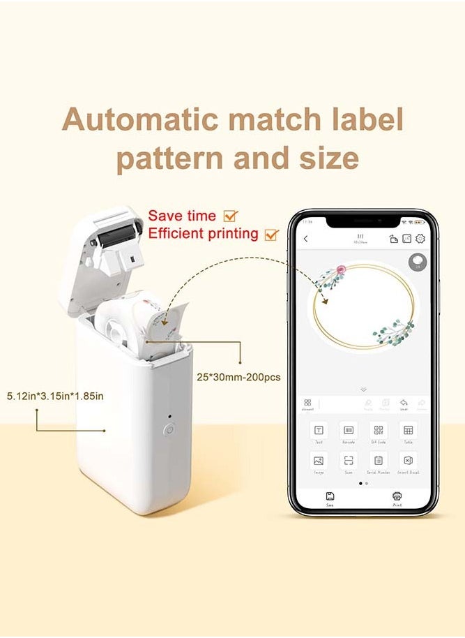 NIIMBOT - D101 Label Maker Machine Inkless Label Printer with 10-25mm Print Width, Handheld Thermal Label Maker with 1 Roll 12*40mm Tape, Multiple Templates Available Effortless for Phone Pad Labeling Made Easy, Prtable for School, Office and Home Organization USB Rechargeable, White - Image 1