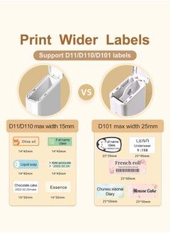 NIIMBOT D101 Label Maker Machine Inkless Label Printer with 10-25mm Print Width, Handheld Thermal Label Maker with 1 Roll 12*40mm Tape, Multiple Templates Available Effortless for Phone Pad Labeling Made Easy, Prtable for School, Office and Home Organization USB Rechargeable, White  - Image 3