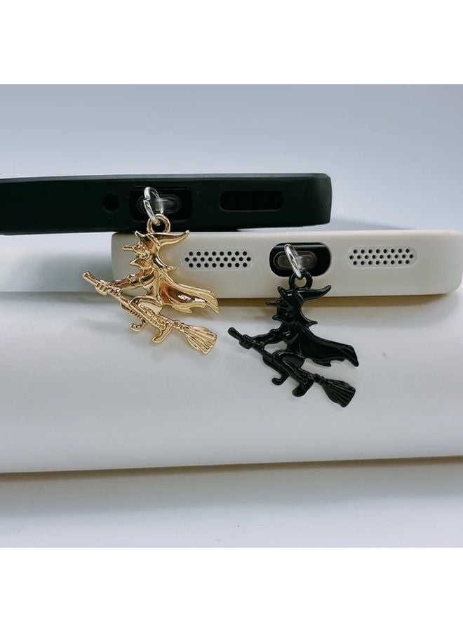 Golden Halloween Witch Alloy Anti Dust Plug for Android Type C Phone Charm - Image 3